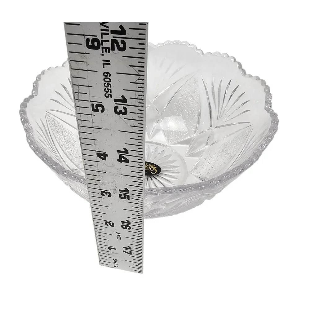 Crystal Glass Studios Japan Cut Glass Scalloped Bowl‎ Starburst 6 Inch Clear